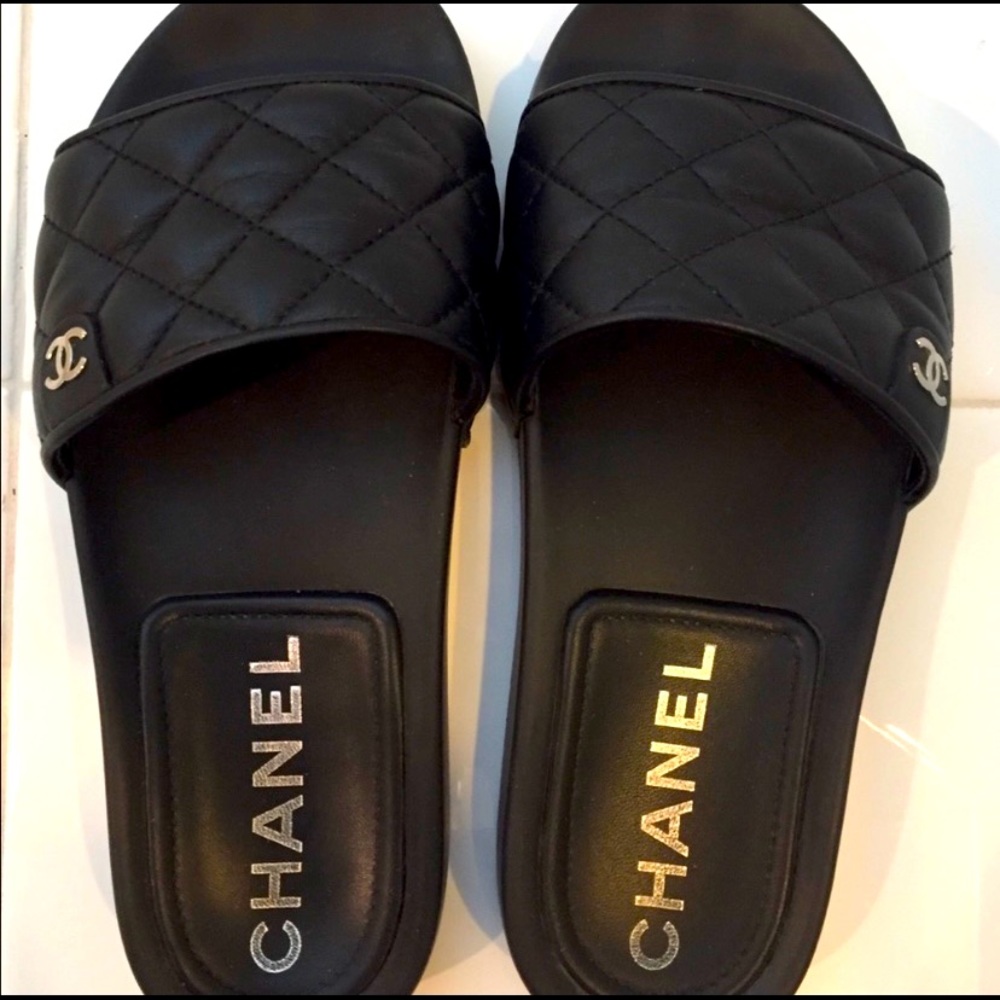 Chanel leather slide sandals